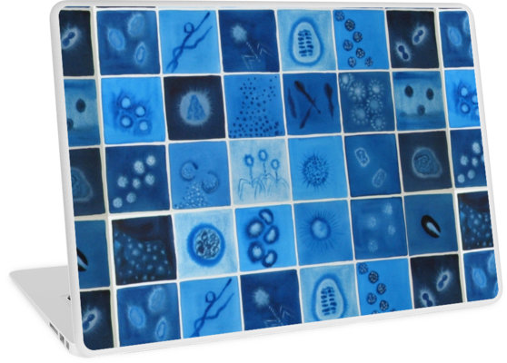 Blue virus laptop skin - by artologica - Back to School science